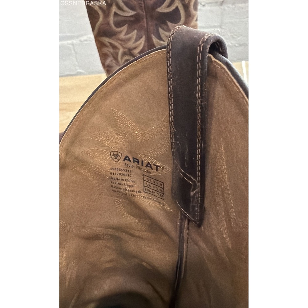 Ariat Heritage Western R-Toe Distressed Brown Leather Cowboy Boots Men's 8.5D - Picture 5 of 10